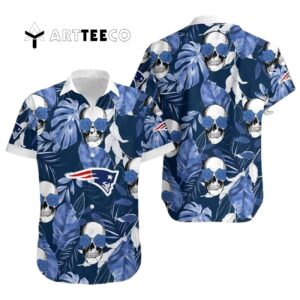 New England Patriots Coconut Leaves And Skulls Hawaiian Shirt 1