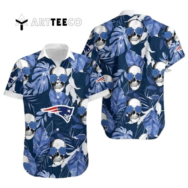 New England Patriots Coconut Leaves And Skulls Hawaiian Shirt 1