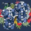 New England Patriots Coconut Leaves And Skulls Hawaiian Shirt 3