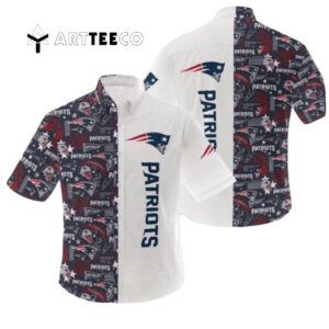 New England Patriots Color White Hawaiian Shirt 1