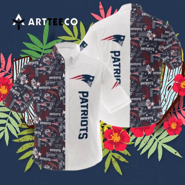 New England Patriots Color White Hawaiian Shirt 3