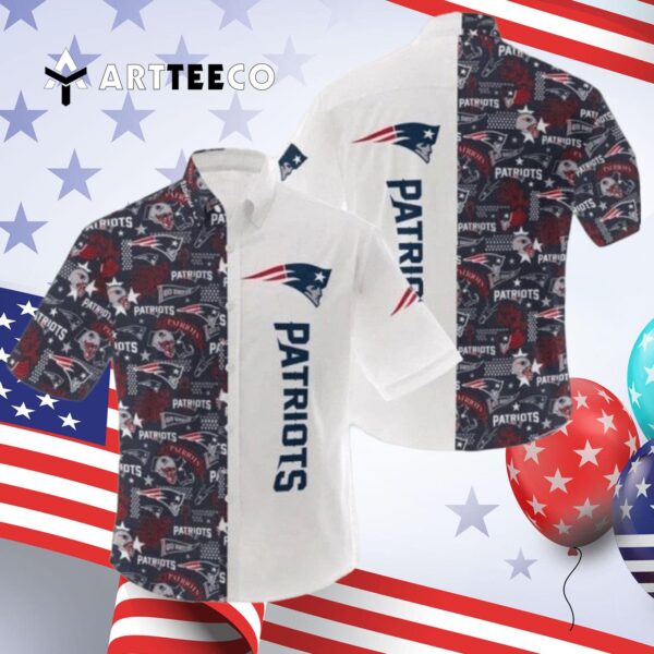New England Patriots Color White Hawaiian Shirt 4