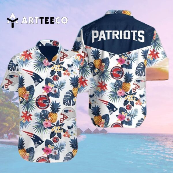 New England Patriots Floral All Over Print Unisex Hawaiian Shirt 2