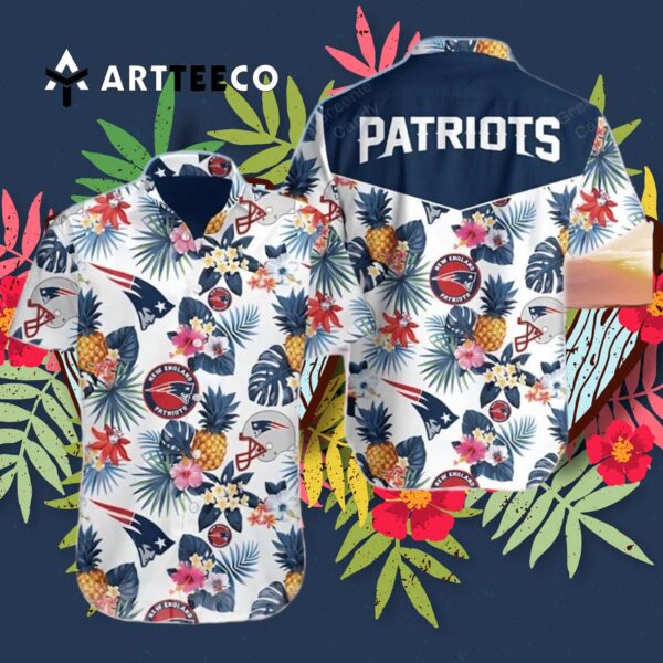 New England Patriots Floral All Over Print Unisex Hawaiian Shirt 3