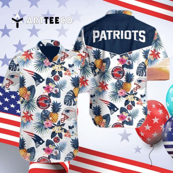 New England Patriots Floral All Over Print Unisex Hawaiian Shirt 4