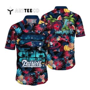 New England Patriots Flower Art Hawaiian Shirt 1