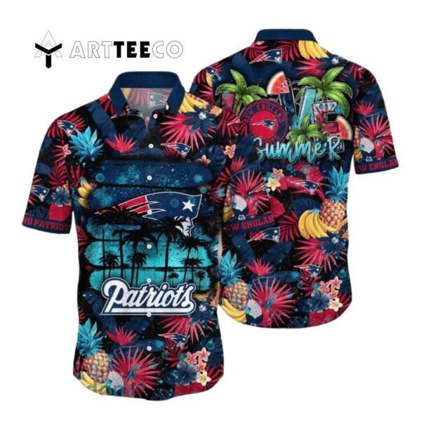 New England Patriots Flower Art Hawaiian Shirt 1