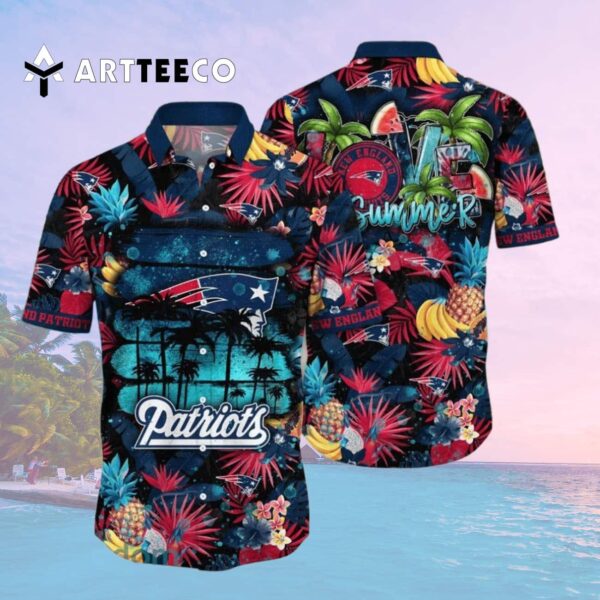 New England Patriots Flower Art Hawaiian Shirt 2