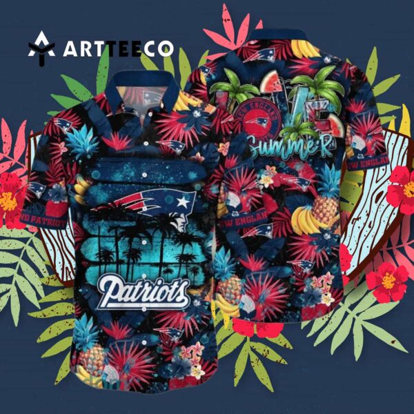New England Patriots Flower Art Hawaiian Shirt 3