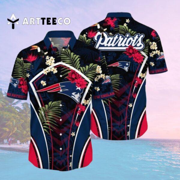 New England Patriots Flower Tropical Floral Hawaiian Shirt 2