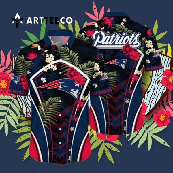 New England Patriots Flower Tropical Floral Hawaiian Shirt 3