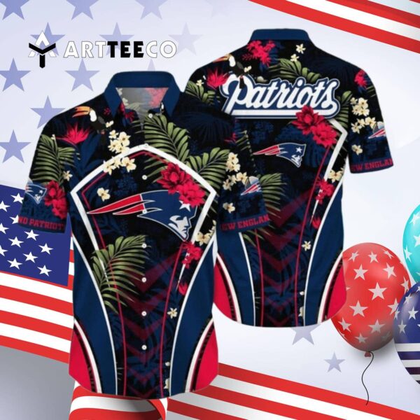 New England Patriots Flower Tropical Floral Hawaiian Shirt 4