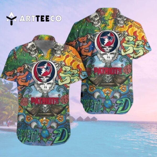 New England Patriots Grateful Dead Hawaiian Shirt 2