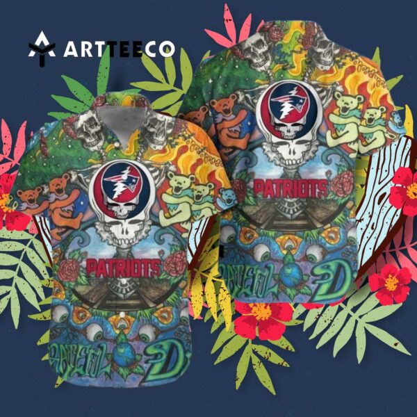 New England Patriots Grateful Dead Hawaiian Shirt 3