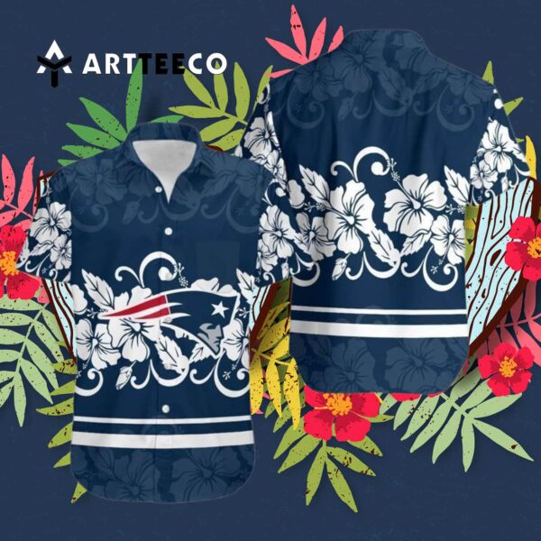 New England Patriots Hibiscus Flowers V1 Hawaiian Shirt 3