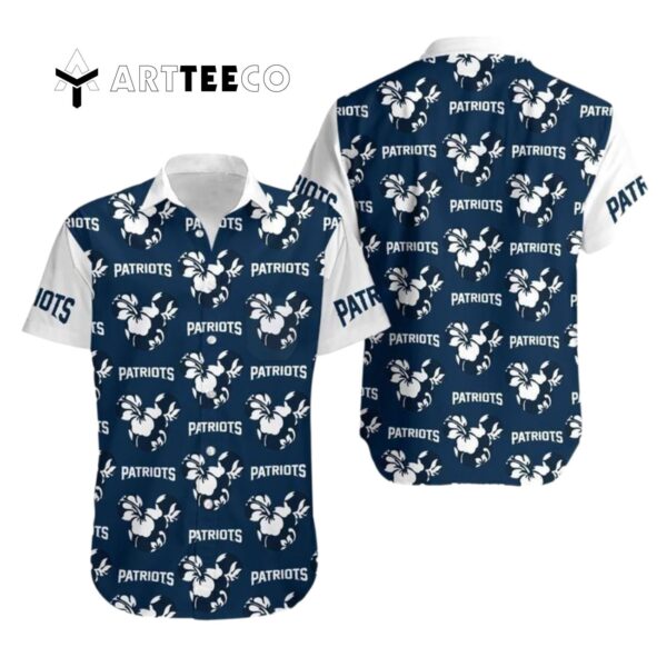 New England Patriots Mickey And Flowers Hawaiian Shirt 1