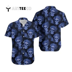 New England Patriots Mystery Skull And Flower Funny Hawaiian Shirt 1
