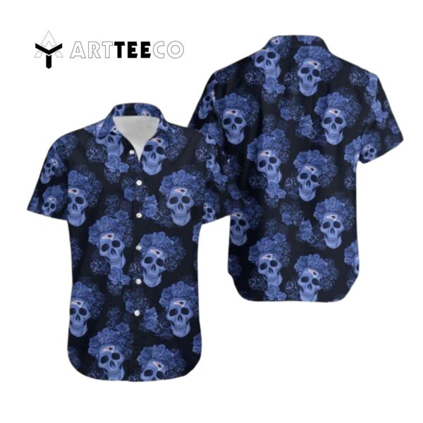 New England Patriots Mystery Skull And Flower Funny Hawaiian Shirt 1