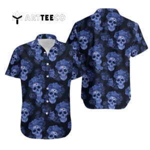 New England Patriots Mystery Skull And Flower Hawaiian Shirt 1