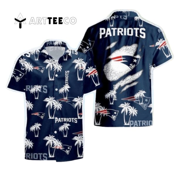 New England Patriots Palm Tree Pattern Hawaiian Shirt 1