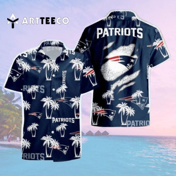 New England Patriots Palm Tree Pattern Hawaiian Shirt 2
