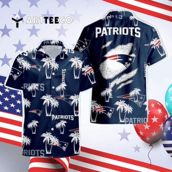 New England Patriots Palm Tree Pattern Hawaiian Shirt 4
