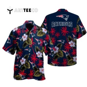New England Patriots Simple Hibiscus Flower Hawaiian Shirt 1