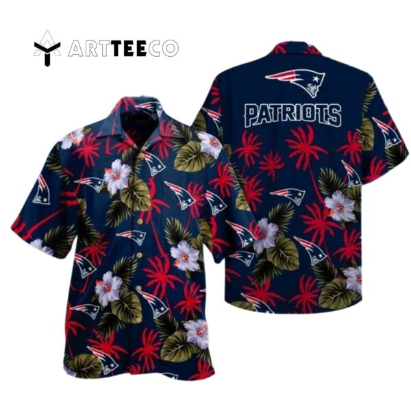 New England Patriots Simple Hibiscus Flower Hawaiian Shirt 1