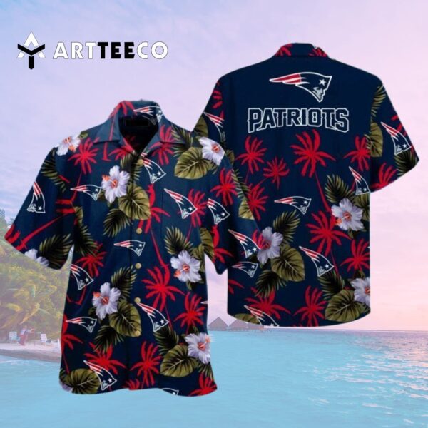 New England Patriots Simple Hibiscus Flower Hawaiian Shirt 2
