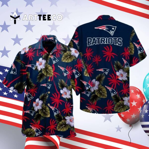 New England Patriots Simple Hibiscus Flower Hawaiian Shirt 4