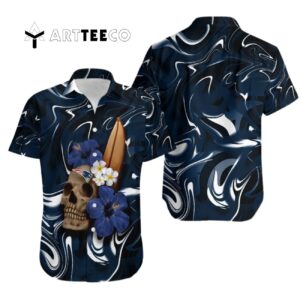 New England Patriots Skull And Hibiscus Flower Hawaiian Shirt 1