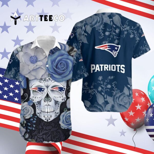 New England Patriots Skull Art Hawaiian Shirt 4
