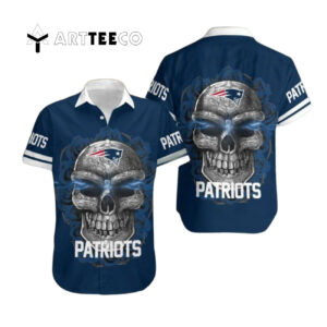 New England Patriots Skull Carved Hawaiian Shirt 1