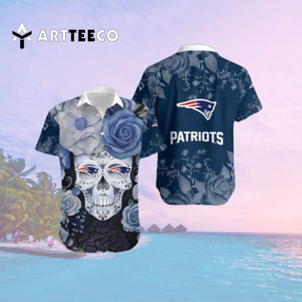 New England Patriots Skull Halloween Embrace Game Day Island Hawaiian Shirt 2