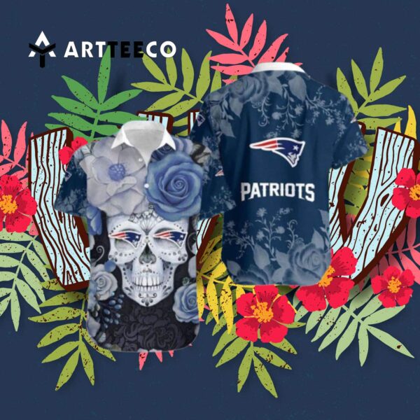 New England Patriots Skull Halloween Embrace Game Day Island Hawaiian Shirt 3