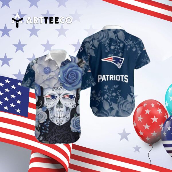 New England Patriots Skull Halloween Embrace Game Day Island Hawaiian Shirt 4