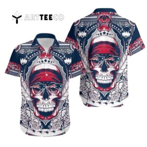 New England Patriots Skull Retro Hawaiian Shirt 1