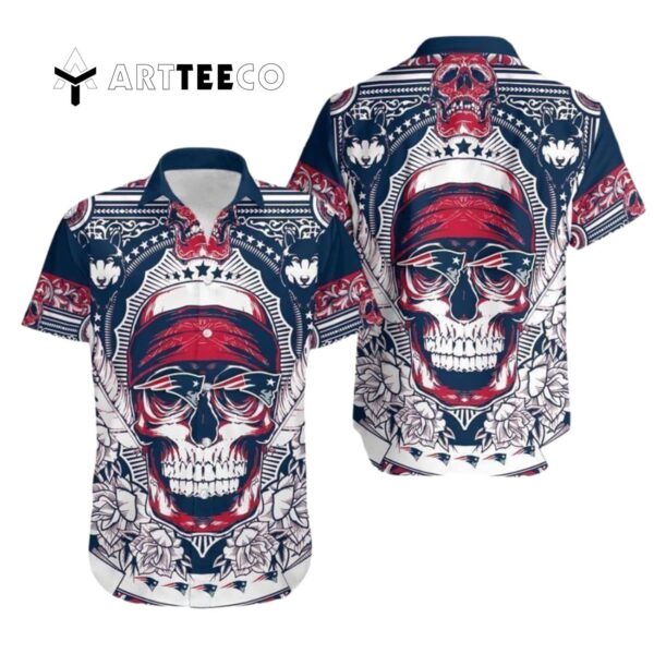 New England Patriots Skull Retro Hawaiian Shirt 1