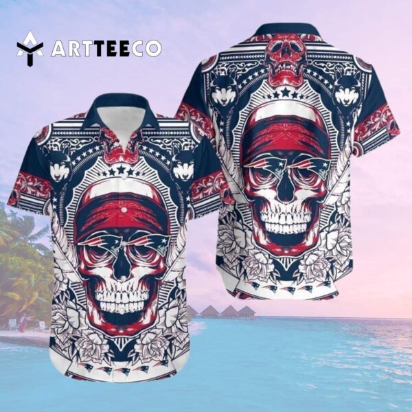 New England Patriots Skull Retro Hawaiian Shirt 2