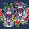 New England Patriots Skull Retro Hawaiian Shirt 3