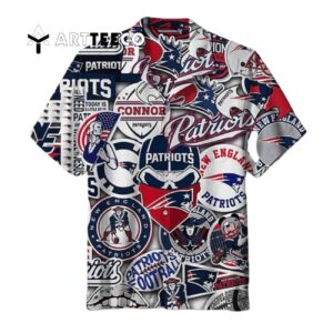 New England Patriots Striped Mens Hawaiian Shirt 1