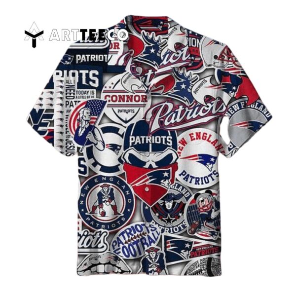 New England Patriots Striped Mens Hawaiian Shirt 1