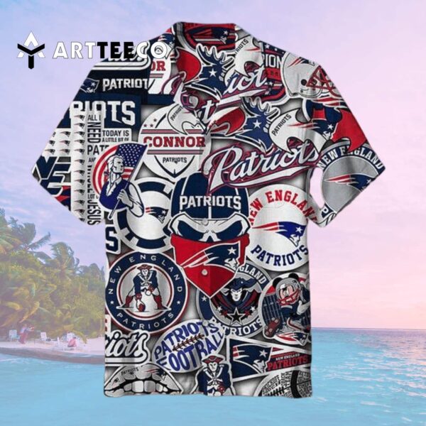 New England Patriots Striped Mens Hawaiian Shirt 2