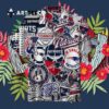 New England Patriots Striped Mens Hawaiian Shirt 3