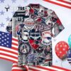 New England Patriots Striped Mens Hawaiian Shirt 4