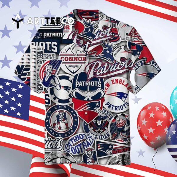 New England Patriots Striped Mens Hawaiian Shirt 4