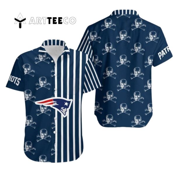 New England Patriots Stripes And Skull Hawaiian Shirt 1