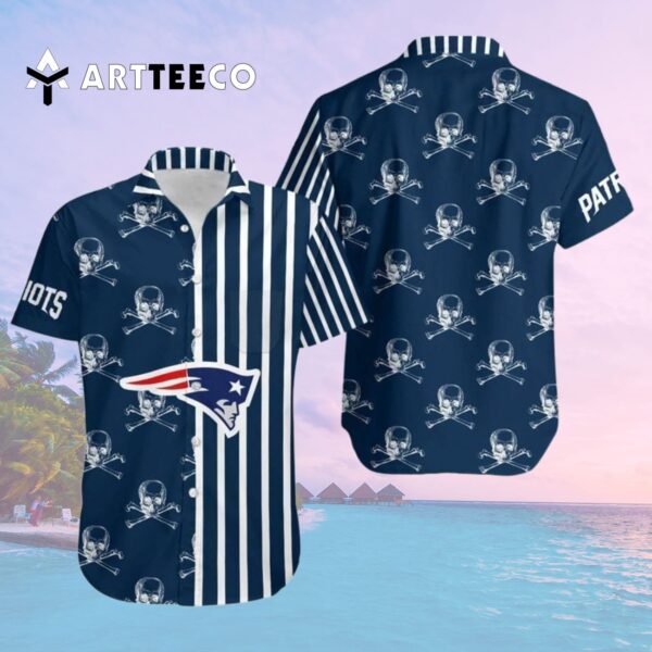 New England Patriots Stripes And Skull Hawaiian Shirt 2