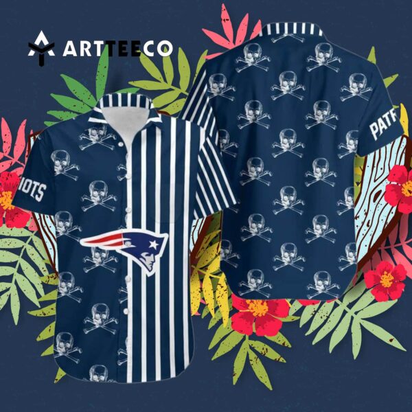 New England Patriots Stripes And Skull Hawaiian Shirt 3