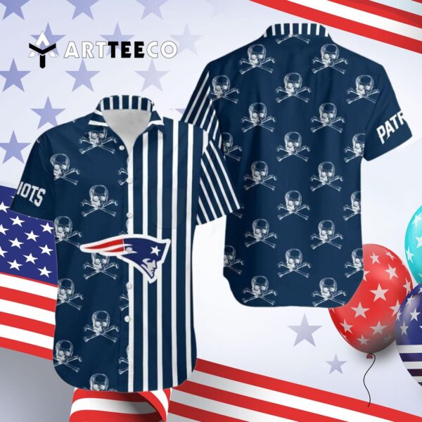 New England Patriots Stripes And Skull Hawaiian Shirt 4